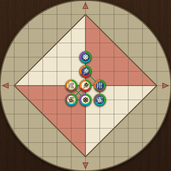Prince Pai Sho match captured from legal play on the current game board