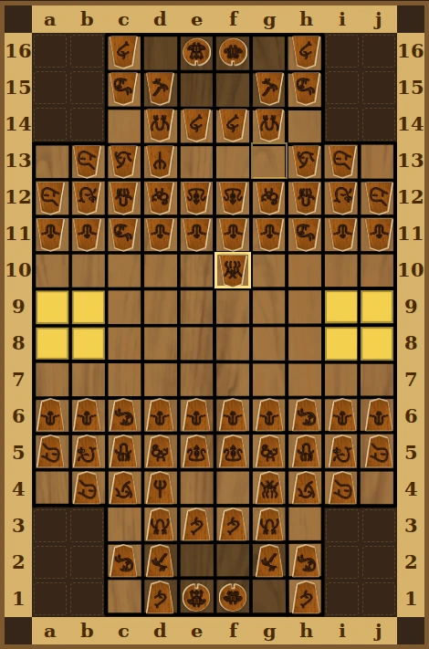 The original Hikoro board and pieces in play.